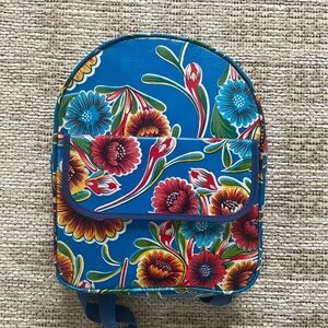 Kitsch Blue Floral Kids Backpack with Multicolor Blooms